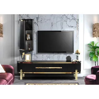 TV Schrank Luxus Sideboard Kommode Wohnzimmerschrank Möbel Schränke Regal Holz - Schwarz