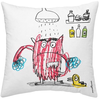 Monstruo de Colores/Essenzial Home Bunte Monster Kissenbezug für „Liberar la Rabia“ 50 x 50 cm, Rot