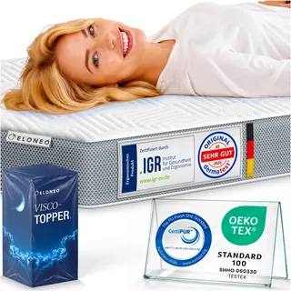 ELONEO Viscoelastischer Matratzen Topper 80x200cm, Matratzentopper mit Memory Foam Effekt, 5 cm Höhe, Matratzenauflage für Bett und Boxspringbett