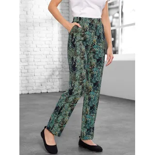 Schlupfhose, Damen, Gr. 50, bunt (marine, salbei, bedruckt), 100% Baumwolle, gemustert, mehrfarbig, Hosen Schlupfhose