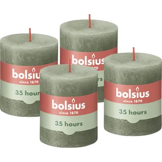 Bolsius Rustik Stumpenkerzen 8 x 7 cm grün 4 St.
