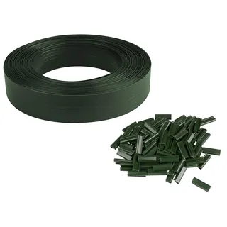 Windhager Sichtschutzstreifen Livingston, Zaunfolie, Sichtschutz für Zaun, Stabmattenzaun,Doppelstabmatten für Zaun, 50m x 4,6cm, grün