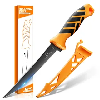 DRAGON RIOT Filetiermesser scharf Fisch, Edelstahl Fischmesser mit Scheide