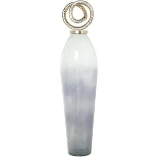 DRW Dekorative Bodenvase aus Glas mit Metalldeckel in Gold und Weiß, 117 x 28 x 28 cm
