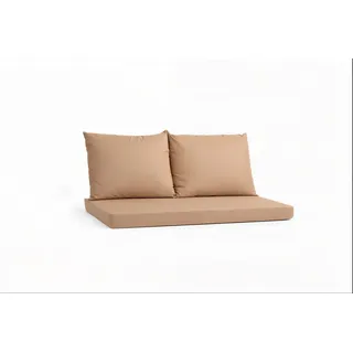 Setgarden Triple Outdoor Palettenkissen Set 120x60x10cm Sitzkissen + Rückenkissen 2x60x50cm 1tlg Beige