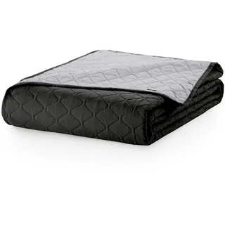 DecoKing 15155 Tagesdecke 170 x 270 schwarz stahl silber anthrazit grau Bettüberwurf zweiseitig Steppung black silver Axel