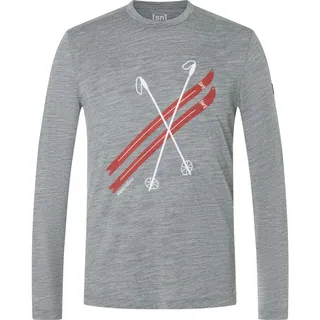 Super.Natural M Kryssede Ski LS cashmere grey melange/fresh white/high risk red (10H) XXL