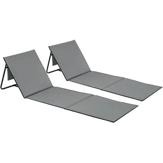 tectake Strandmatte 2er Set Mina, inkl. Aufbewahrungstasche, grau/blau , Grau, Blau , Textil , 52.5x1.7x157 cm , Gartenmöbel, Gartenliegen