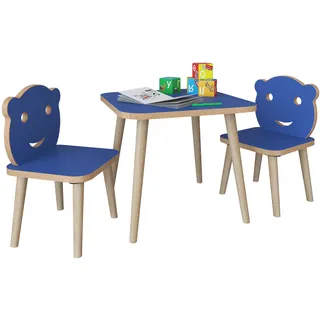 VCM Kinderstuhl 3tlg. Sitzgruppe 110 cm Holz blau