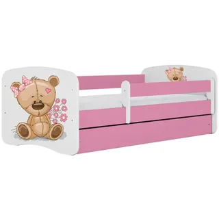 Raumhirsch Furniture Kinderbett Teddybärblumen mit Schublade 180/80 90/61/184 , Rosa , Holzwerkstoff , Rechteckig , 80x180 cm , FSC 100% , Babymöbel & Kindermöbel, Kinderzimmer & Jugendzimmer, Kinderbetten