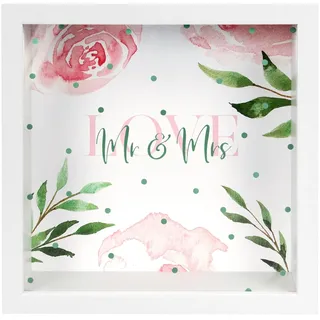 goldbuch 92 0081 Wunscherfüller Mr. & Mrs., Spardose mit austauschbarem Hintergrund, Bilderrahmen aus MDF, Geldbox für Münzen und Scheine, Sparbüchse mit Wandhalterung, ca. 18 x 18 x 5 cm, Weiß