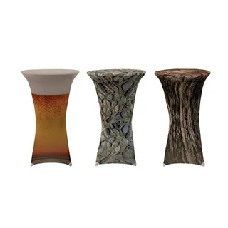 EXKLUSIV HEIMTEXTIL Stehtischhusse Stretch für Bistrotisch mit 4 Fußlaschen Motiv Ø 60x120 cm Bierglas
