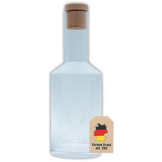 Intirilife Glaskaraffe mit goldenen Rand und Korken - 1.7 Liter Kristall Krug Karaffe für Wasser Eistee Wein Saft