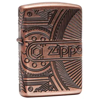 Zippo Sturmfeuerzeug - Gear, Antique Copper, MultiCut - Nachfüllbar - Wiederverwendbar - Windfestes Design - Geschenkbox - Made in USA