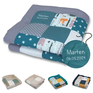 ULLENBOOM personalisierbare Krabbeldecke für Baby 120x120 cm - Dick & weich | Perfekt als Geschenk, Außenmaterial: 100% Baumwolle, OEKO-TEX zertifiziert, Made in EU, Schadstoffgeprüft, waschbar