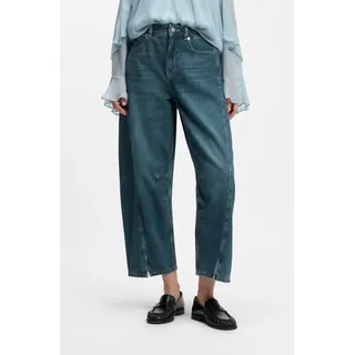 High-waist-Jeans BOSS ORANGE "DIANA HR C Premium Damenmode", Damen, Gr. 30, Länge 26, blau (medium blau 420), Denim/Jeans, Obermaterial: 100% Baumwolle, unifarben, weit, unten schmal 7/8-Länge, Jeans High-waist-Jeans, im Balloon Fit, Baumwoll-Denim