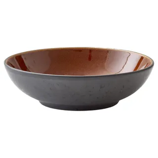 BITZ Pastaschüssel, Schüssel/Schale für Pasta und Salate, Durchm. 20 cm, Steingut, Schwarz/Amber