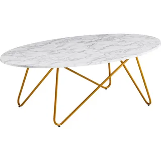 Wohnling Couchtisch oval Weiß MDF 120 x 60 x 40 cm