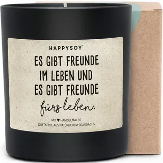 Freunde im Leben und Freunde fürs Leben - Duftkerze mit Spruch als Geschenk für beste Freundin, Dankeschön, Freundschaft, liebevolle Kerze im Glas mit blumigem Duft