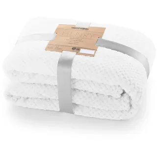 DecoKing Kuscheldecke 170x210 cm weiß Decke Microfaser Wohndecke Tagesdecke Fleece weich sanft kuschelig skandinavischer Stil Henry