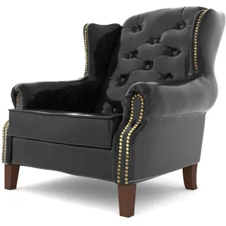 s-style möbel Chesterfield-Sessel, Schwarz, Textil, Echtholz,Birke, 1-Sitzer, Füllung: Silikon,Silikon,Komfortschaum, 102x102x93 cm, Oeko-Tex®, Hergestellt in Europa, Wohnzimmer, Sessel, Chesterfield-Sessel