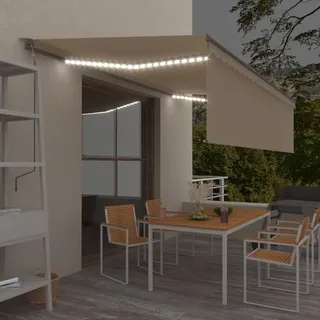 The Living Store Markise Automatisch mit Rollo LED Windsensor 5x3 m Creme - Creme