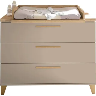 Stella Trading Hilda PEPPINI Kommode inkl. Wickelaufsatz mit 3 Schubkästen in Mauvella Oak – praktisches & modernes Babyzimmer-Möbel – 120 x 108,7 x 77 cm (B/H/T)
