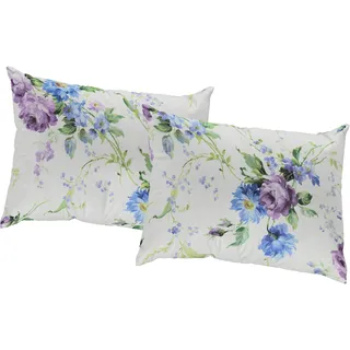 Dekokissen WIRTH "MONTROSE" Gr. 2, lila (blau, violett, bedruckt gemustert), B:50cm L:50cm, Polyester, Dekokissen_Sitzkissen_Kissenhüllen, Dekokissen, Kissenhülle ohne Füllung, 2 Stück