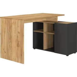 Germania Schreibtisch 2230-549 GW-Adrano, in Graphit/Navarra-Eiche-Nb., mit integriertem Sideboard, 120 x 74 x 90 cm (BxHxT)