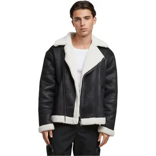 Urban Classics Shearling Biker Jacket S black/whitesand