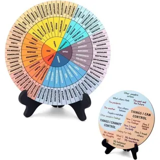Emotiewiel - Houten Gevoelenswiel - Dubbelzijdig - Decoratief Accessoire - Therapeutische Helfer für Emotionen - Büro - Schule - Zuhause