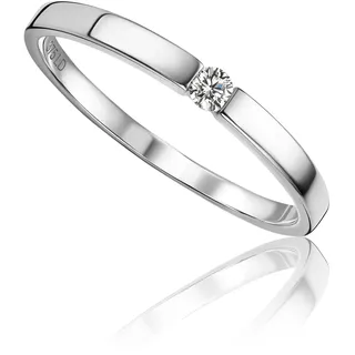 MIORE Diamant Schmuck Damen Solitär Verlobungsring mit 0.05 Ct Diamant Spannring aus Weißgold 9 Karat (375) Gold