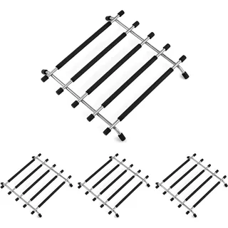 JJWNMLL 4pcs topfuntersetzer Metall - schwarz Küchenarbeitsplatte Schutz topfuntersetzer Kohlenstoffstahl für heiße Pfannen Küchenarbeitsplatten Schutz mit Rutschfester Unterseite Gummifüßen