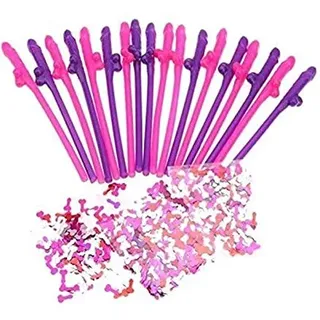 Locisne 40pcs Trinken Strohhalme + 2bag Partei Spritzt, Saugen Verrückte Strohhalme Tun Stroh Nacht Party Zubehör, Wiederverwendbare Kunststoff Strohhalme, Dekorationen Partybedarf