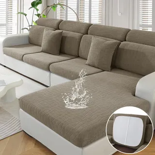 Ystyle Sofa Sitzkissenbezug Stretch, Wasserdicht Sofa Sitzbezug, Elastischer Kissenbezüge, Universal Sofa Sitzkissenbezug, Sofa Überzug Sofakissen Bezug (Großer 1 Sitzer, Khaki)