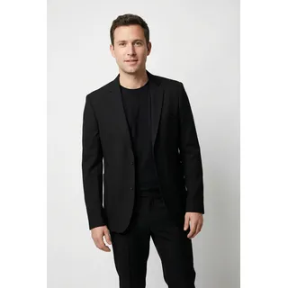 Sakko LINDBERGH, Herren, Gr. 3XL, schwarz, Web, Obermaterial: 65% Polyester, 31% Viskose, 4% Elasthan. Futter: 100% Polyester, meliert, unifarben, normal hüftbedeckend, tiefer V-Ausschnitt, Sakkos Sakko, mit Viskose und Stretch, in melierter Optik