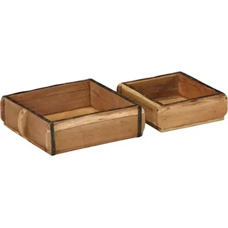 Tablett 2 pcs Braun 29 x 31 x 10 cm Massives upgecyceltes Holz - Braun