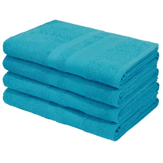 OTTO home Duschtücher "Vanessa, 4 Duschtücher, 70x140cm, in Standard- und Premium-Qualität" Handtücher mit Bordüre, 100% Baumwolle, einfarbig, weich, türkis