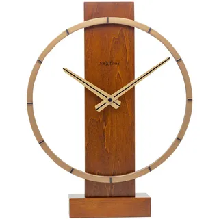 Nextime Tischuhr , Braun , Holz , 27x34x7.5 cm , RoHS, Ce , leises Uhrwerk , Dekoration, Uhren, Tischuhren