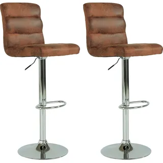 byLIVING Barhocker Set, 2er, 2 Stk. tlg. er Set, Bezug in Microfaser-Vintage, drehbar mit Höhenverstellung, braun