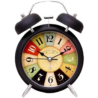 SWHONG Wecker ohne Ticken mit Licht, batteriebetrieben, Vintage Classic Loud Twin Bell Wecker für Schlafzimmer - Körnung