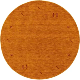 benuta Nest Wollteppich rund Jamal Gelb ø 160 cm rund , Textil , Orientalisch , Rund , 160x160 cm , Gots , pflegeleicht , Teppiche und Böden, Teppiche, Schafwollteppiche