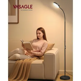 VASAGLE Stehlampe LED Dimmbar Leselampe 360° Drehbar für Wohnzimmer 22 x 22 x 170 cm Schwarz - Schwarz
