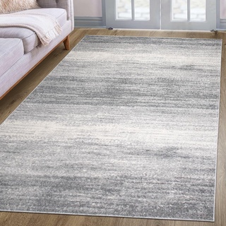 oKu-Tex Designer Teppich, Wohnzimmerteppich Mercur, weicher Webteppich grau meliert, modernes Design, 60 x 110 cm, Schadstofffrei nach Öko-Tex Standard 100