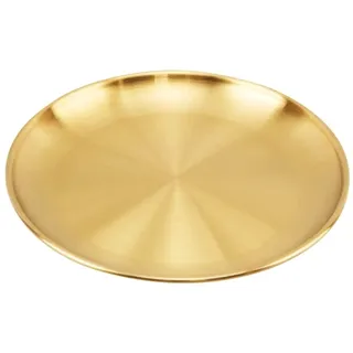 YDoLimmer Gold Speiseplatte Edelstahl rundes Tablett Serviertablett Edelstahlteller Servierteller Platzteller für Küche Party Camping Weihnachten Restaurant (23cm)