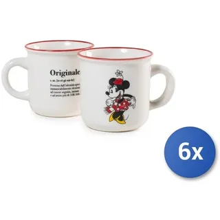 6x Cups Caffè Home Mickey Und Minnie Xmas 140cc Porzellan