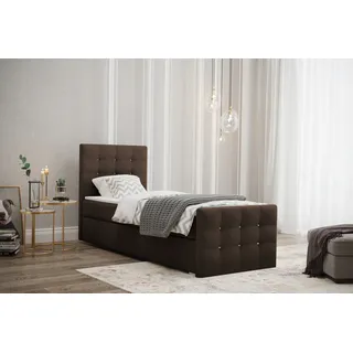 Kaiser Möbel Boxspringbett mit bettkasten matratze topper AMOR stoff Cosmic Links Braun 90 cm x 200 cm - Bronze