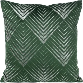 Eurofirany Elegante Velvet Kissenbezüge Dekokissen mit Aufdruck 45x45 cm Bezug Samt Kissenhülle Weiche Sofakissen, Geometrisches Muster 2, Dunkel Grün