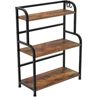 FEXPLENDID Gewürzregal Stehend & gewürz organizer | Organizer mit Arbeitsplatte Küche, 53x40x18cm, Metall & Holz | regal klein für Zuhause & Büro(SW-3-lagig)