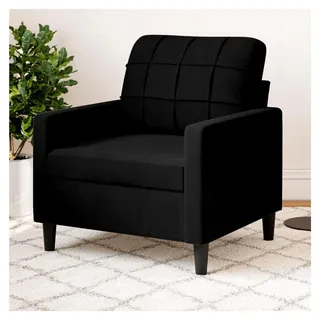 Relaxsessel für das Wohnzimmer, Loungesessel mit Metallgestell, Fernsehsessel in Schwarz, 60 cm Samt - Schwarz